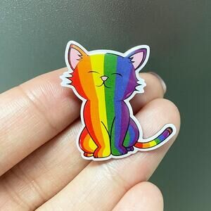 Rainbow LGBTQ Pride Cat Enamel Pins 405-1